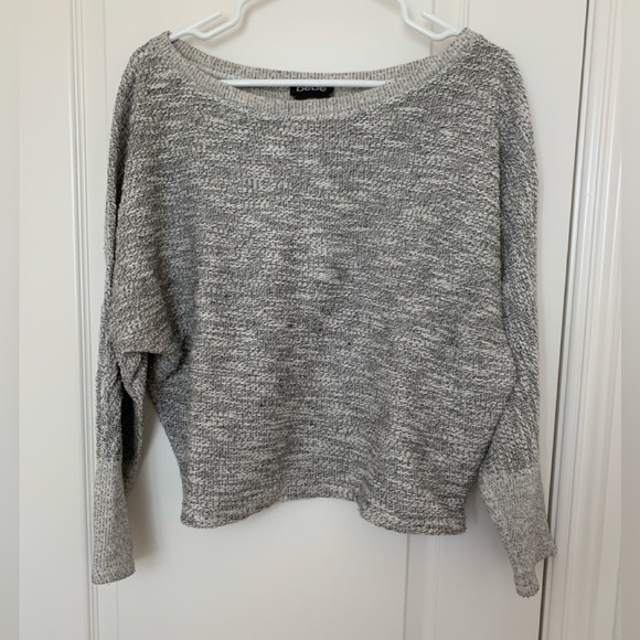 bebe Sweaters - Bebe Gray Marled Dolman Sleeve Sweater Cropped Batwing Pullover Size M